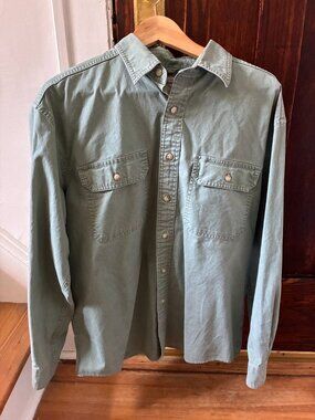 LL Bean Green Sunwashed Canvas Shirt